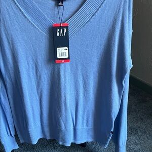 GAP Women's V-Neck Sweater in Sky Blue